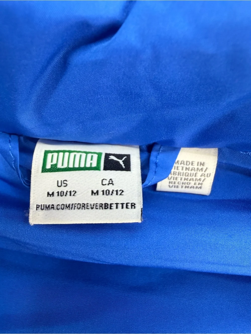 Puma Kids Puffer Vest Quilted Full Zip Blue Size M 10/12